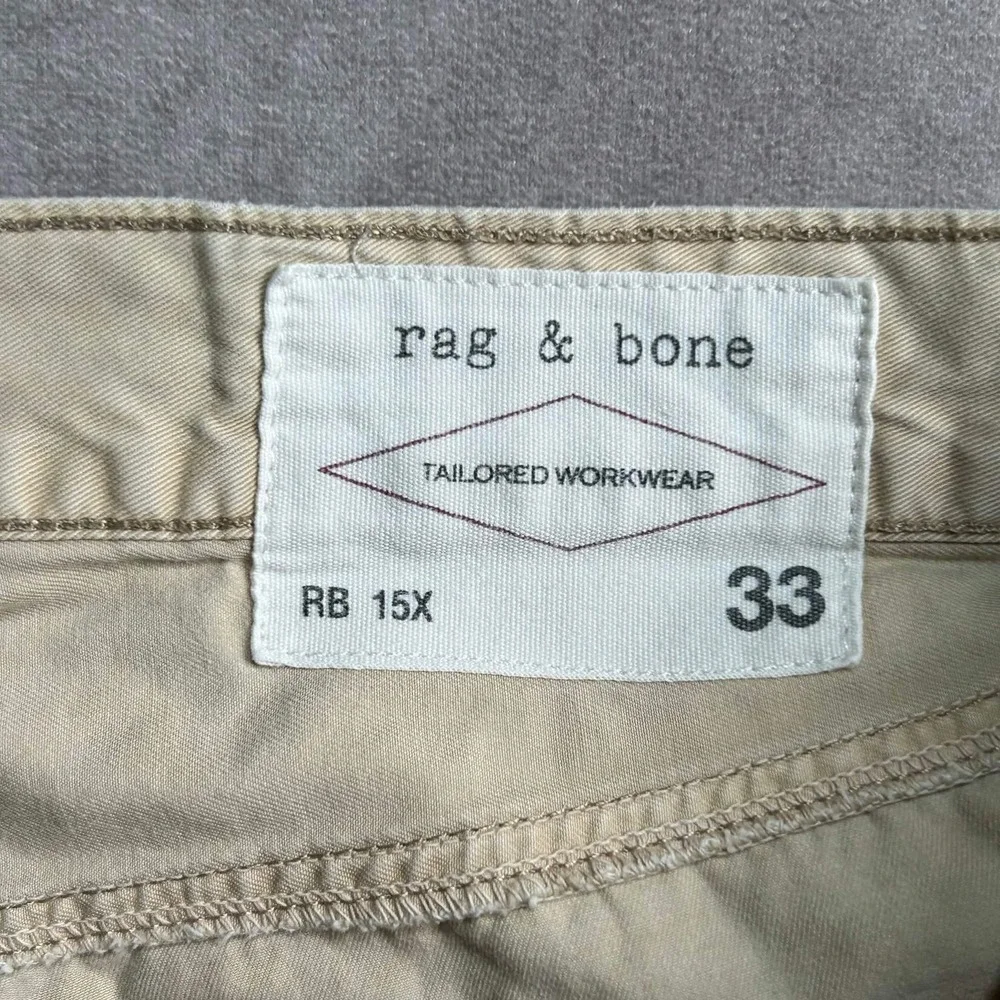 Rag & Bone RB 15X Slim Straight Tan Khaki Tailored Workwear Pants Mens 33 - Picture 2 of 10